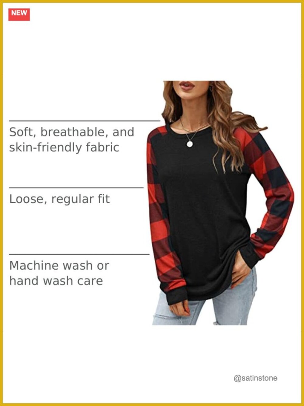 Women's Long Sleeve Crew Neck Tunic Tops Loose Fit Stretchable Pull On - Picture 3 of 6